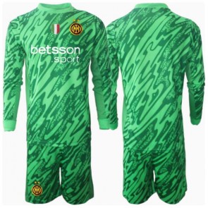 Inter Milan Brankářské Dětské Domácí dres komplet 2024-25 Dlouhý Rukáv (+ trenýrky)